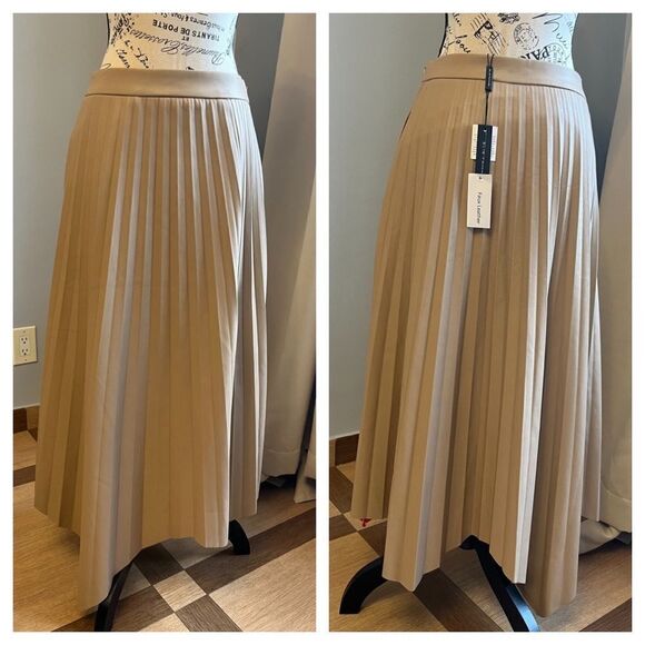 ELIE TAHARI ​Faux Leather Pleated Skirt - Picture 2 of 10